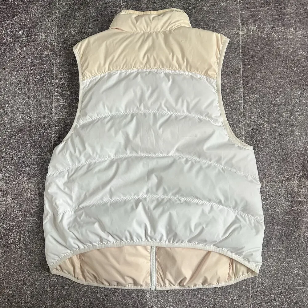 Women's Nike White Pastel Guava Ice Pink Reversible Down Puffer Vest Jacket Sz S - Picture 5 of 5
